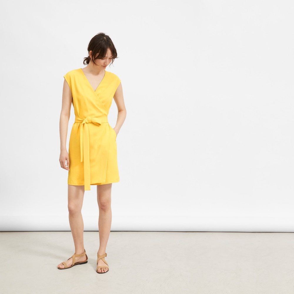 Everlane Japanese GoWeave Yellow Wrap Dress Sz 00
